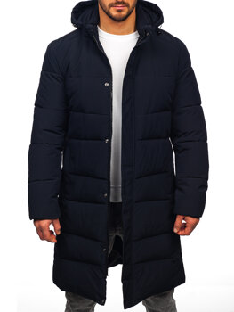 Bolf Herren Lange Gepolsterte Winterjacke Dunkalblau  31M5009