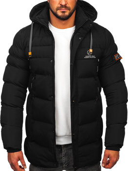 Bolf Herren Lange Gepolsterte Winterjacke Schwarz  22M53