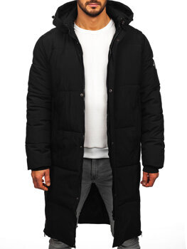 Bolf Herren Lange Gepolsterte Winterjacke Schwarz  91M9912