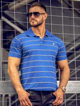 Bolf Herren Poloshirt Gestreift Blau  14954A