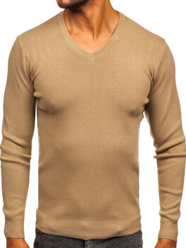 Bolf Herren Pullover mit V-Auschchnitt Beige H2405