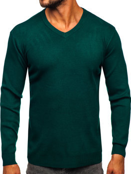 Bolf Herren Pullover mit V-Ausschnitt Basic Grün  S8533