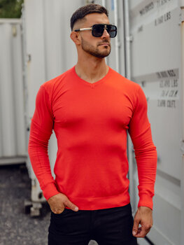 Bolf Herren Pullover mit V-Ausschnitt Orange  YY03