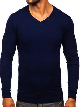 Bolf Herren Pullover mit V-Ausschnitt Tintenblau  MMB601