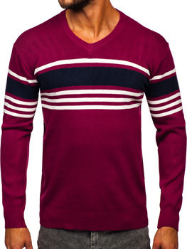 Bolf Herren Pullover mit V-Ausschnitt Violettk  S8536