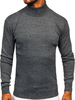 Bolf Herren Rollkragenpullover Basic Anthrazit  S8730