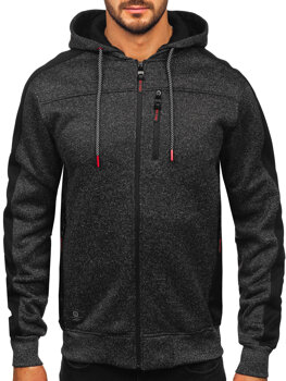 Bolf Herren Sweatjacke Sweatshirt Jacke mit Kapuze Schwarzgrau  TC1230