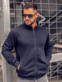 Bolf Herren Sweatjacke mit Stehkragen Sweatshirt mit Reißverschluss Tintenblau  B2002A