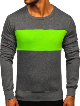 Bolf Herren Sweatshirt ohne Kapuze Schwarzgrau-Grün  2021