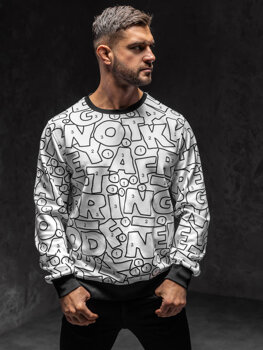 Bolf Herren Sweatshirts ohne Kapuze mit Motiv Schwarz-Weiß  8B1136A1