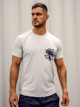 Bolf Herren T-Shirt mit Motiv Camo Grau 14507A