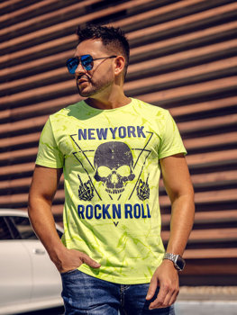 Bolf Herren T-Shirt mit Motiv Grün-Neon  Y70030A