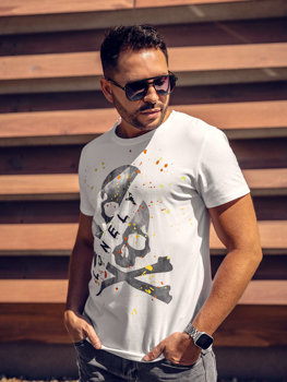 Bolf Herren T-Shirt mit Motiv SWeiß  Y70008A