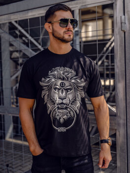 Bolf Herren T-Shirt mit Motiv Schwarz  0202A