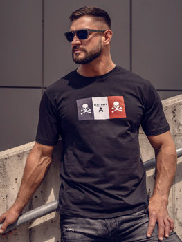 Bolf Herren T-Shirt mit Motiv Schwarz  14784A