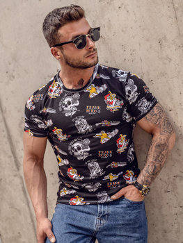 Bolf Herren T-Shirt mit Motiv Schwarz  14963A