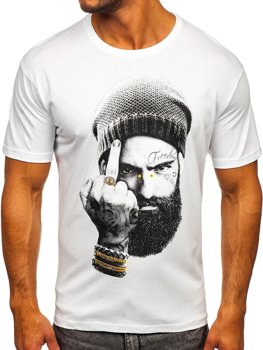 Bolf Herren T-Shirt mit Motiv Weiß 142175