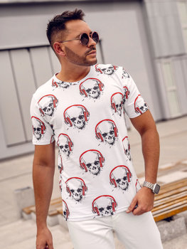 Bolf Herren T-Shirt mit Motiv Weiß  14919A