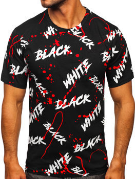 Bolf Herren T-Shirt mit Print Schwarz-Rot  14939