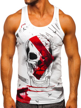 Bolf Herren Tank Top mit Motiv Weiß 14847