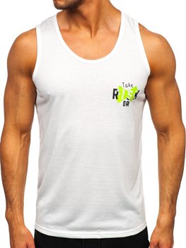 Bolf Herren Tank Top mit Motiv Weiß-Grün  HY818