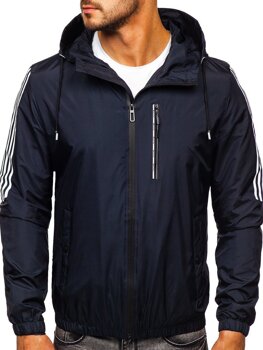 Bolf Herren Übergangsjacke Sport  Jacke mit Kapuze Dunkelblau  6172