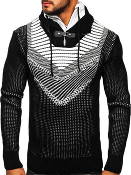 Bolf Herren Warmer Pullover mit Stehkragen Schwarz  2027