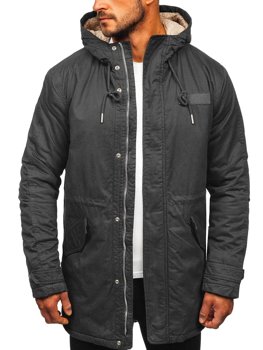 Bolf Herren Winterjacke Parka Schwarzgrau  EX838