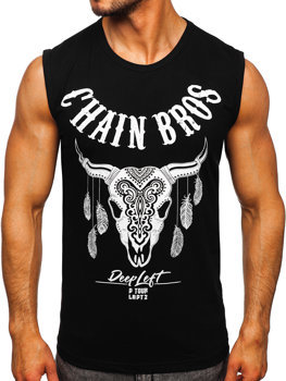 Bolf Tank Top mit Motiv Schwarz  14809