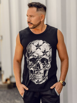 Bolf Tank Top mit Motiv Schwarz  14817