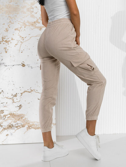 Bolf Damen Cargohose Joggers Beige  W7860