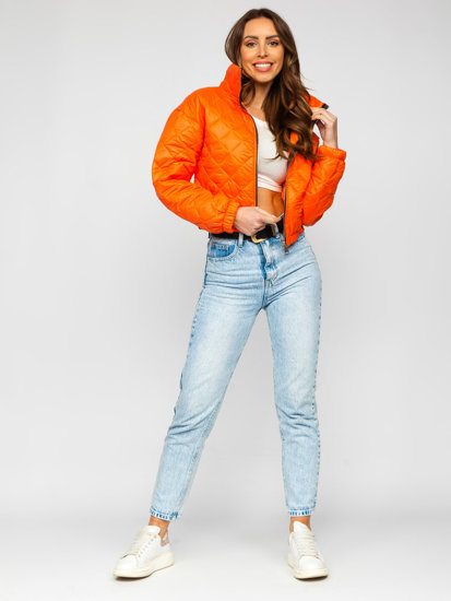 Bolf Damen Gepolsterte Übergangsjacke Bomberjacke Orange  82622