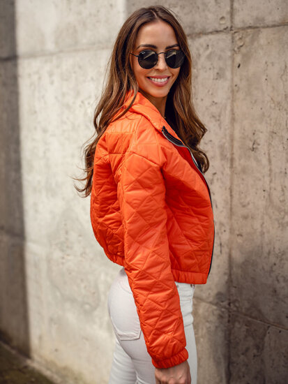 Bolf Damen Gepolsterte Übergangsjacke Bomberjacke Orange  82622