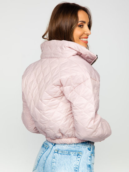 Bolf Damen Gepolsterte Übergangsjacke Bomberjacke Puder Pink  82622