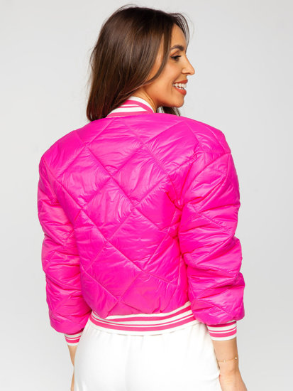 Bolf Damen Gepolsterte Übergangsjacke Bomberjacke Rosa  82556