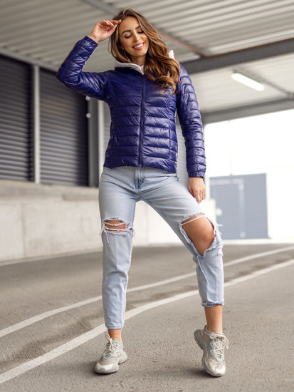 Bolf Damen Gepolsterte Übergangsjacke Mittelblau  5M706