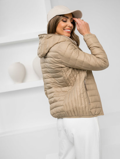 Bolf Damen Gepolsterte Übergangsjacke mit Kapuze Beige  B0123