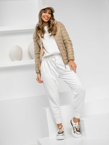 Bolf Damen Gepolsterte Übergangsjacke mit Kapuze Beige  B0123