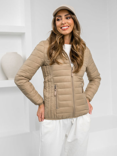 Bolf Damen Gepolsterte Übergangsjacke mit Kapuze Beige  B0123