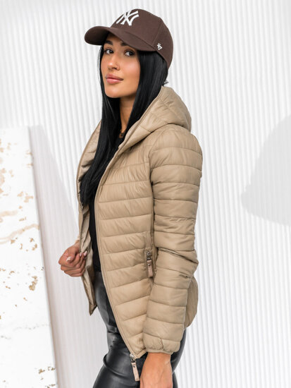 Bolf Damen Gepolsterte Übergangsjacke mit Kapuze Beige  B0123