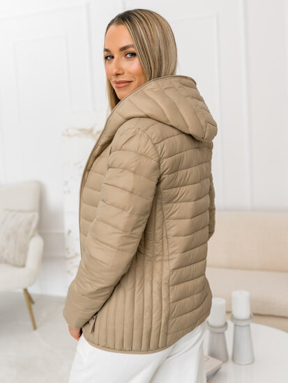 Bolf Damen Gepolsterte Übergangsjacke mit Kapuze Beige  B0123B