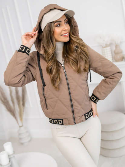 Bolf Damen Gepolsterte Übergangsjacke mit Kapuze Camel  16M9085