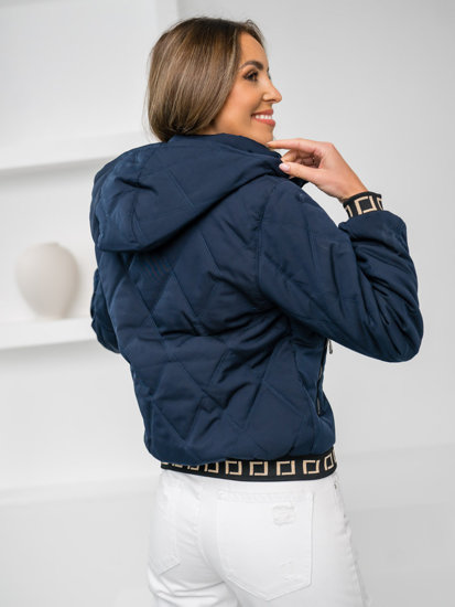 Bolf Damen Gepolsterte Übergangsjacke mit Kapuze Dunkalblau  16M9085