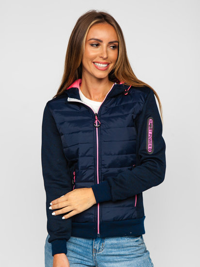 Bolf Damen Gepolsterte Übergangsjacke mit Kapuze Dunkelblau  KSW4001