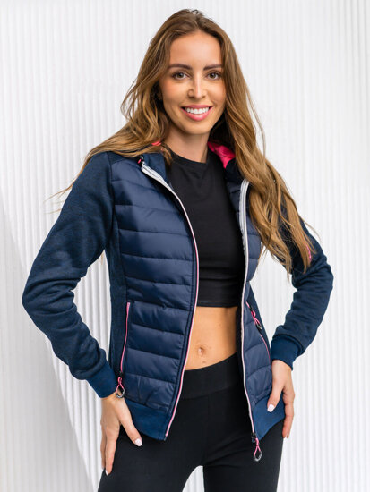 Bolf Damen Gepolsterte Übergangsjacke mit Kapuze Dunkelblau  KSW4001A1