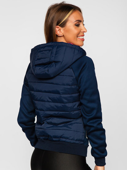 Bolf Damen Gepolsterte Übergangsjacke mit Kapuze Dunkelblau  KSW4012