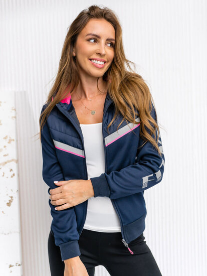 Bolf Damen Gepolsterte Übergangsjacke mit Kapuze Dunkelblau  KSW4012A1