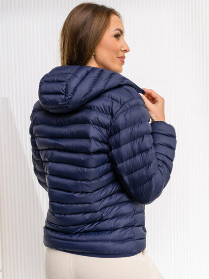 Bolf Damen Gepolsterte Übergangsjacke mit Kapuze Dunkelblau  M23036