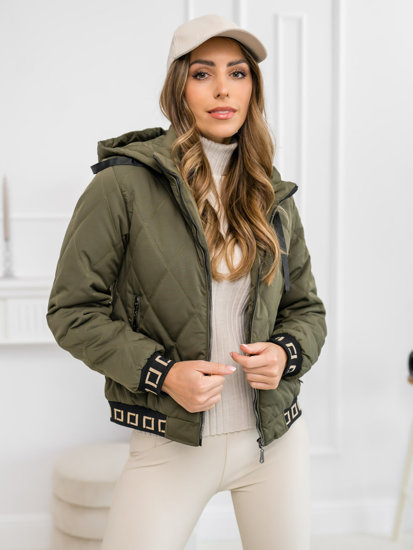 Bolf Damen Gepolsterte Übergangsjacke mit Kapuze Khaki  16M9085