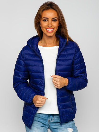 Bolf Damen Gepolsterte Übergangsjacke mit Kapuze Mittelblau  M23036